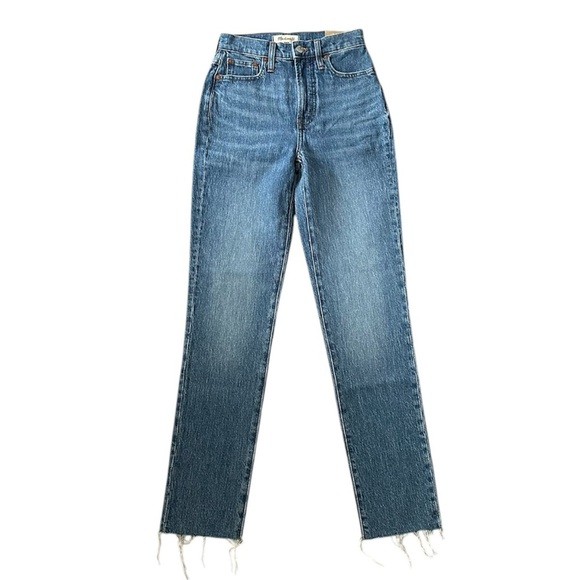 NWT Madewell The Perfect Vintage Jeans Raw Hem Denim Blue Women’s Size 23 Tall - Picture 1 of 9